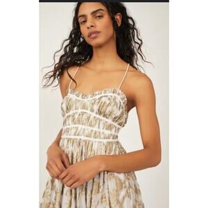 Free People- Charlie Bustier metallic floral maxi dress Size M